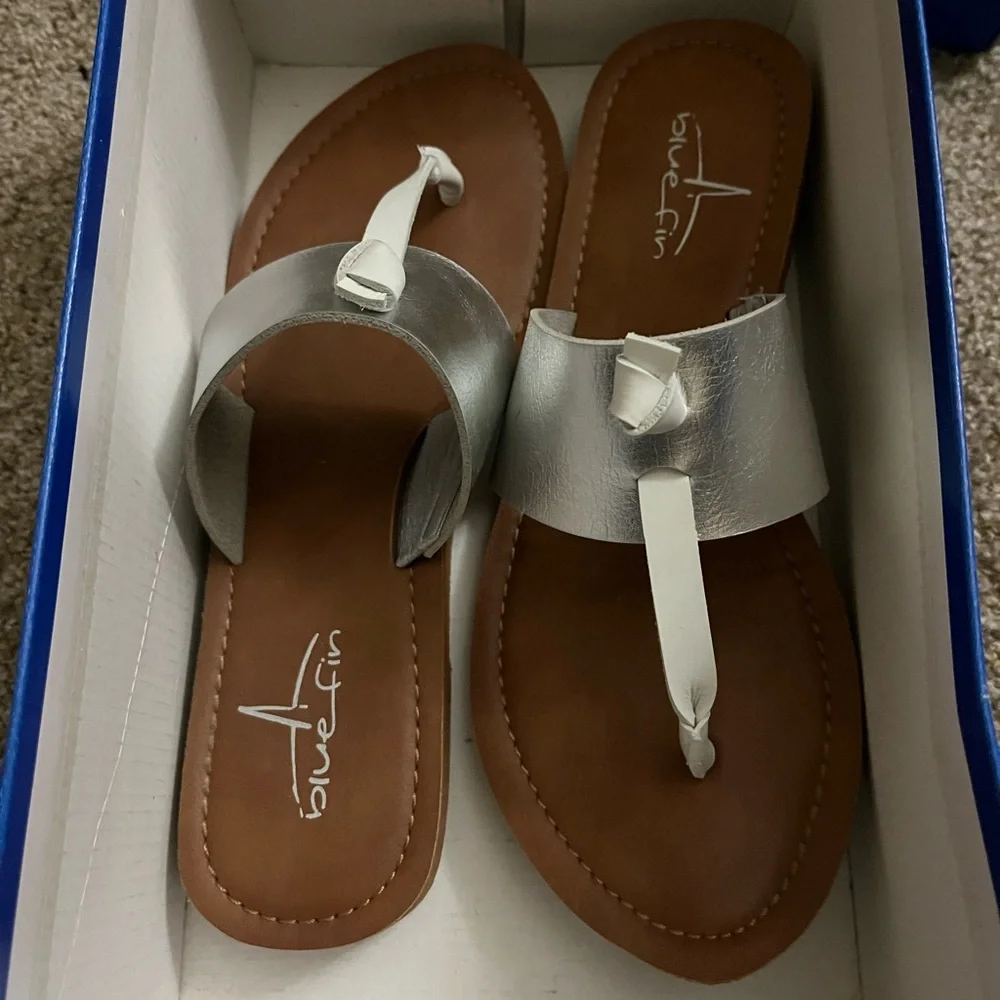 Bluefin Women's Silver and Tan Sandals - Picture 3 of 4